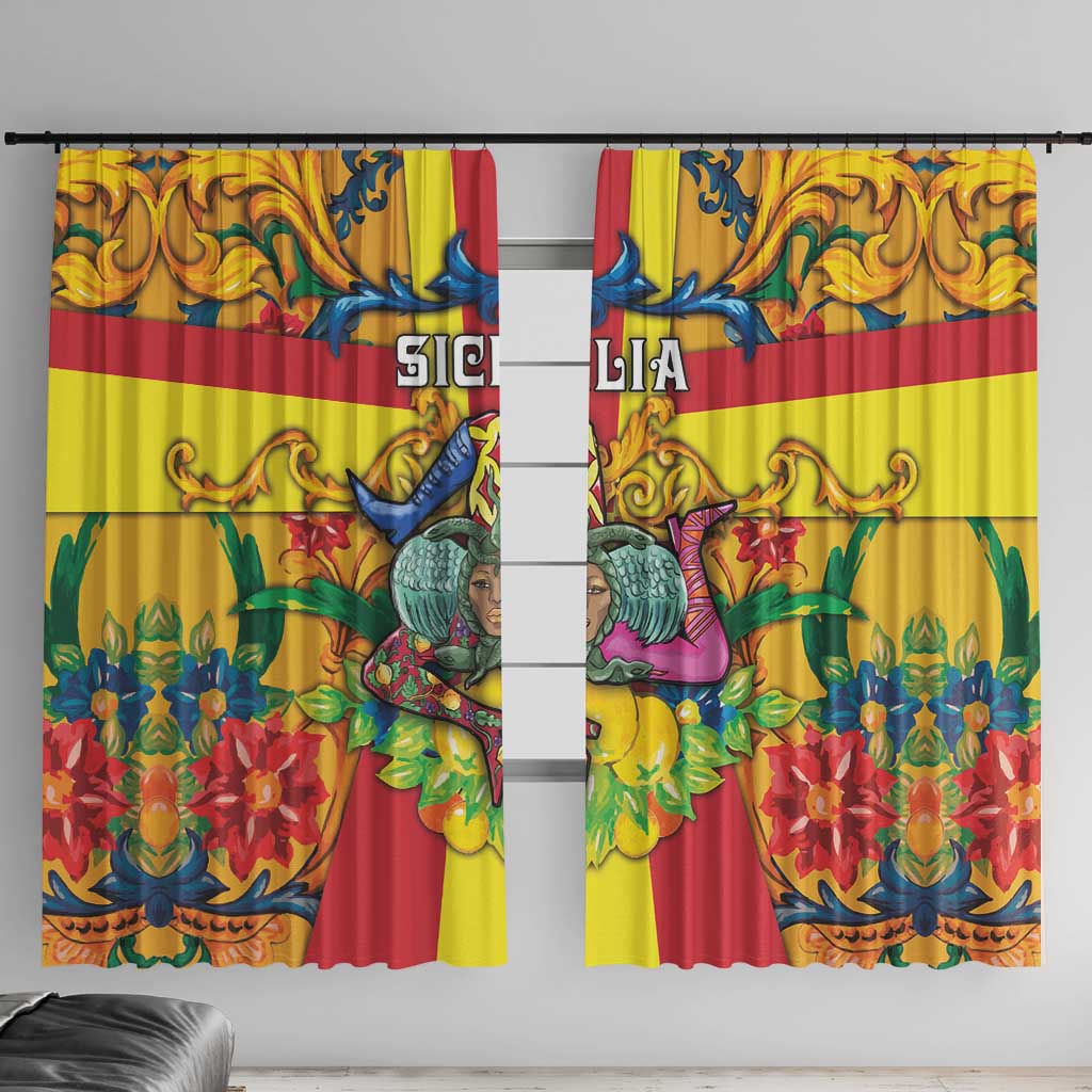 Italy Sicily Window Curtain Gorgoneion Baroque Patterns - Wonder Print Shop