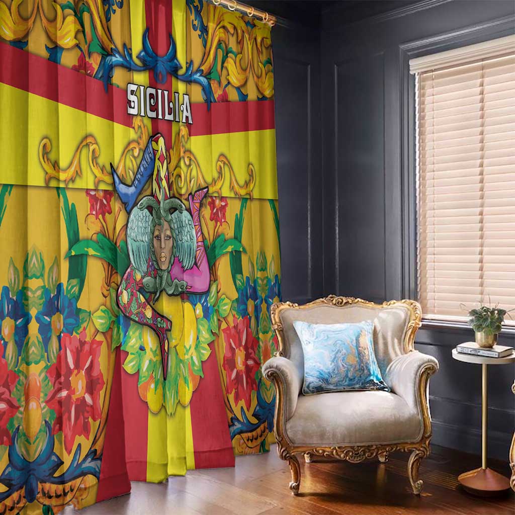 Italy Sicily Window Curtain Gorgoneion Baroque Patterns - Wonder Print Shop