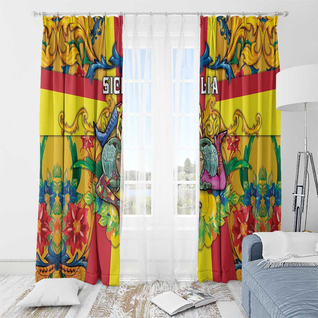 Italy Sicily Window Curtain Gorgoneion Baroque Patterns - Wonder Print Shop