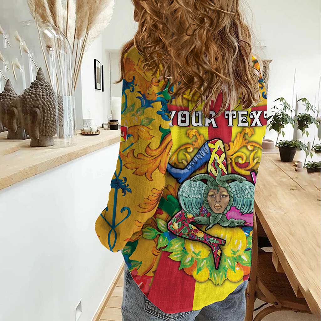 Personalized Italy Sicily Women Casual Shirt Gorgoneion Baroque Patterns - Wonder Print Shop