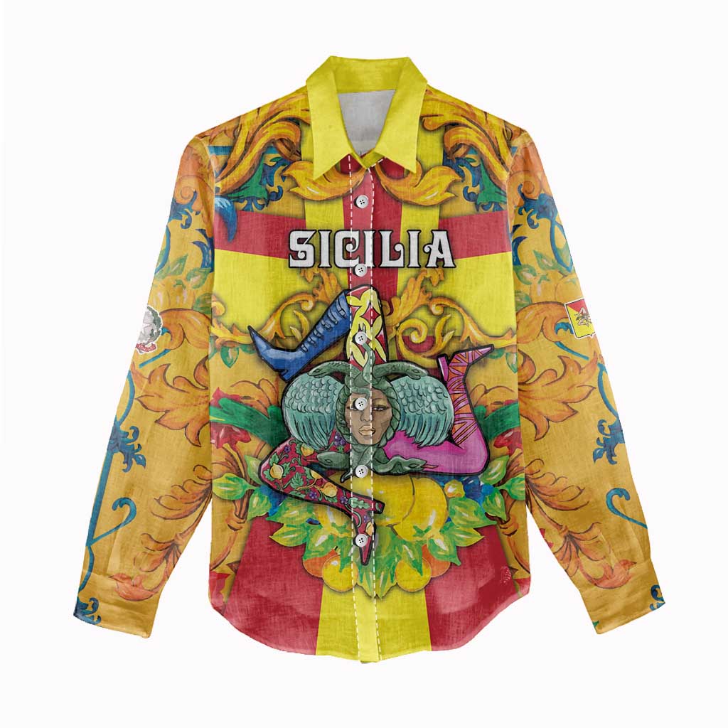 Personalized Italy Sicily Women Casual Shirt Gorgoneion Baroque Patterns - Wonder Print Shop