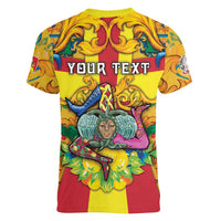 Personalized Italy Sicily Women V-Neck T-Shirt Gorgoneion Baroque Patterns - Wonder Print Shop