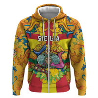 Personalized Italy Sicily Zip Hoodie Gorgoneion Baroque Patterns - Wonder Print Shop