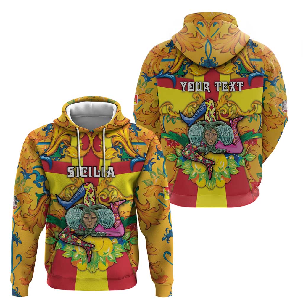 Personalized Italy Sicily Zip Hoodie Gorgoneion Baroque Patterns - Wonder Print Shop