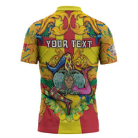Personalized Italy Sicily Zipper Polo Shirt Gorgoneion Baroque Patterns - Wonder Print Shop