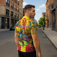 Personalized Italy Sicily Zipper Polo Shirt Gorgoneion Baroque Patterns - Wonder Print Shop