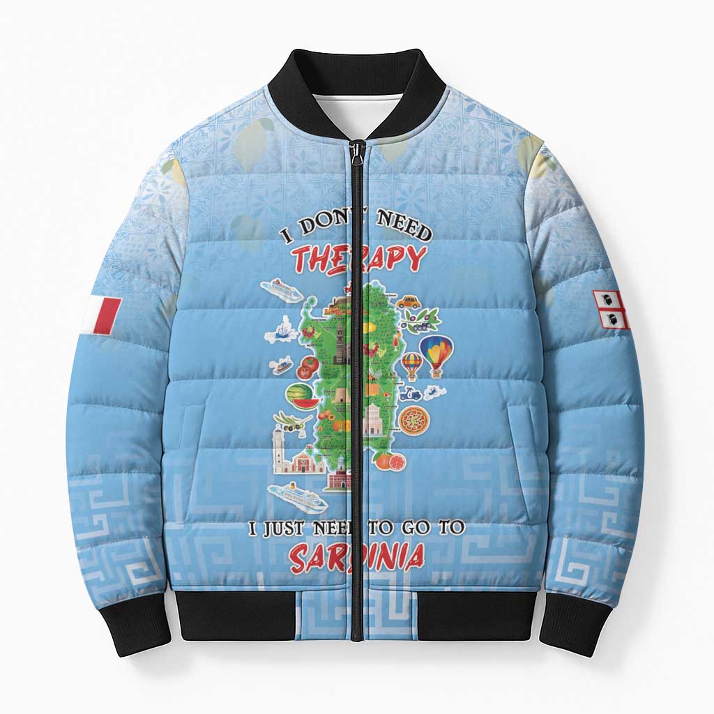 Personalized Italy Sardinia Bomber Puffer Jacket I Don't Need Therapy - Wonder Print Shop