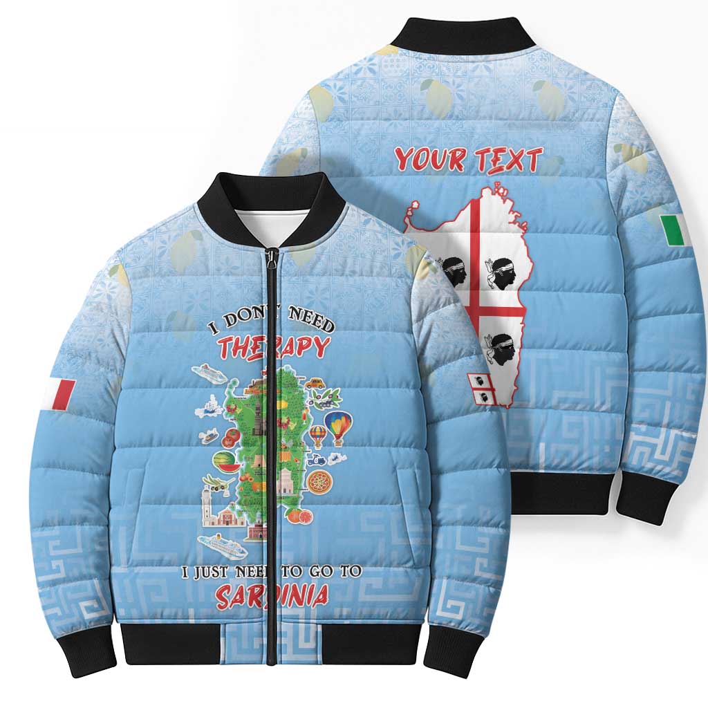 Personalized Italy Sardinia Bomber Puffer Jacket I Don't Need Therapy - Wonder Print Shop