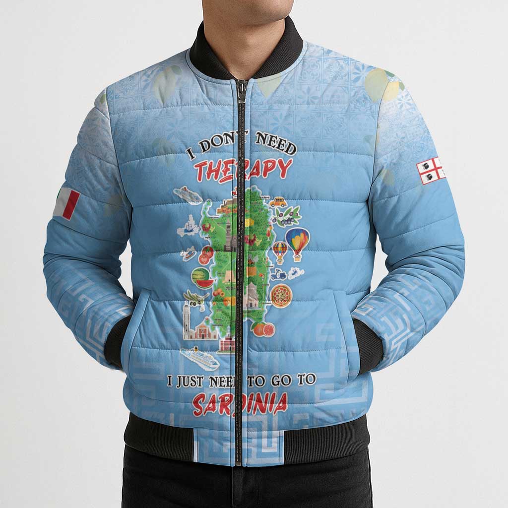 Personalized Italy Sardinia Bomber Puffer Jacket I Don't Need Therapy - Wonder Print Shop