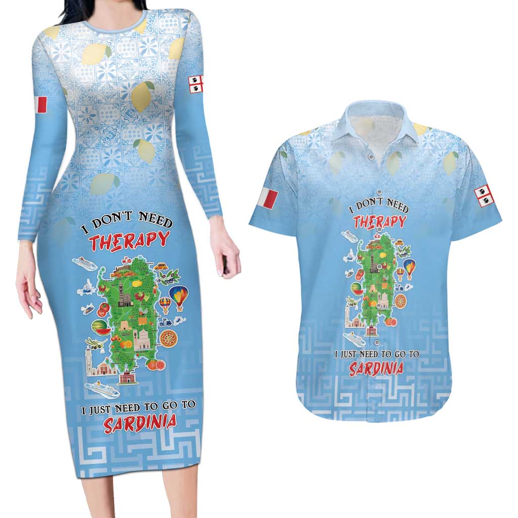 Personalized Italy Sardinia Couples Matching Long Sleeve Bodycon Dress and Hawaiian Shirt I Don't Need Therapy - Wonder Print Shop