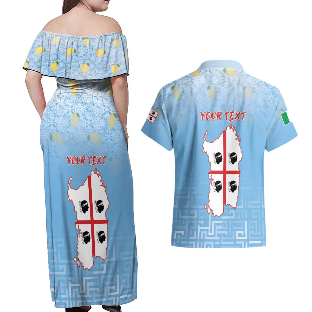 Personalized Italy Sardinia Couples Matching Off Shoulder Maxi Dress and Hawaiian Shirt I Don't Need Therapy - Wonder Print Shop
