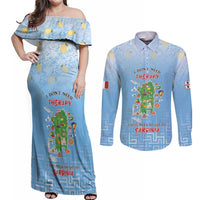 Personalized Italy Sardinia Couples Matching Off Shoulder Maxi Dress and Long Sleeve Button Shirt I Don't Need Therapy - Wonder Print Shop