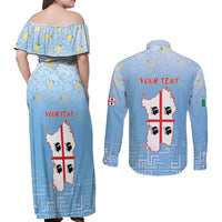 Personalized Italy Sardinia Couples Matching Off Shoulder Maxi Dress and Long Sleeve Button Shirt I Don't Need Therapy - Wonder Print Shop
