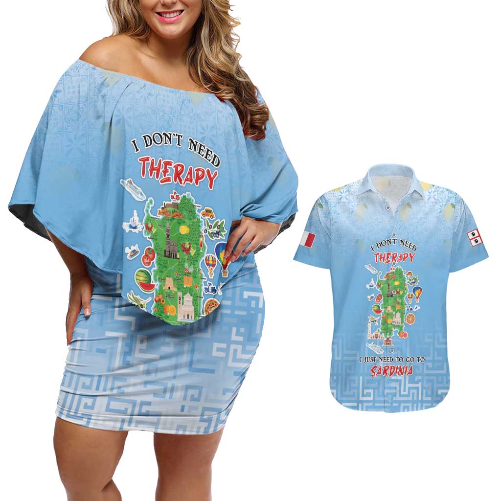 Personalized Italy Sardinia Couples Matching Off Shoulder Short Dress and Hawaiian Shirt I Don't Need Therapy - Wonder Print Shop
