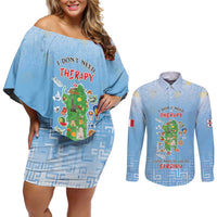 Personalized Italy Sardinia Couples Matching Off Shoulder Short Dress and Long Sleeve Button Shirt I Don't Need Therapy - Wonder Print Shop