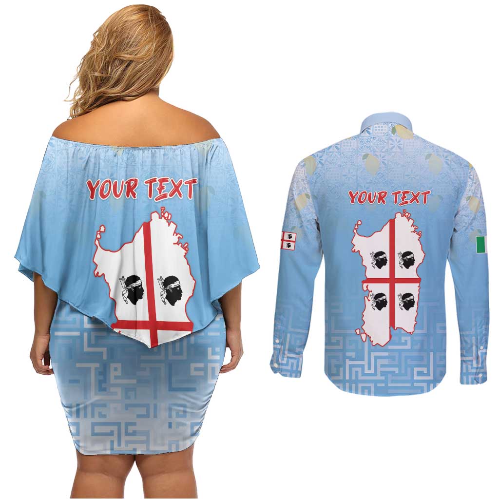 Personalized Italy Sardinia Couples Matching Off Shoulder Short Dress and Long Sleeve Button Shirt I Don't Need Therapy - Wonder Print Shop