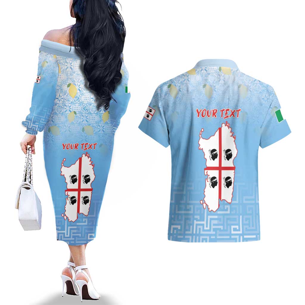 Personalized Italy Sardinia Couples Matching Off The Shoulder Long Sleeve Dress and Hawaiian Shirt I Don't Need Therapy - Wonder Print Shop
