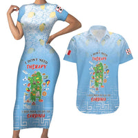 Personalized Italy Sardinia Couples Matching Short Sleeve Bodycon Dress and Hawaiian Shirt I Don't Need Therapy - Wonder Print Shop