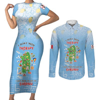 Personalized Italy Sardinia Couples Matching Short Sleeve Bodycon Dress and Long Sleeve Button Shirt I Don't Need Therapy - Wonder Print Shop