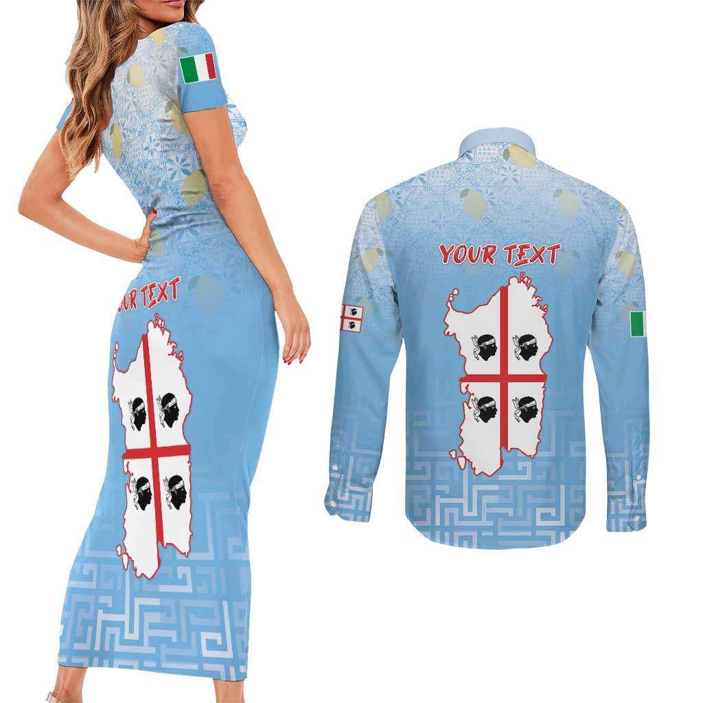 Personalized Italy Sardinia Couples Matching Short Sleeve Bodycon Dress and Long Sleeve Button Shirt I Don't Need Therapy - Wonder Print Shop