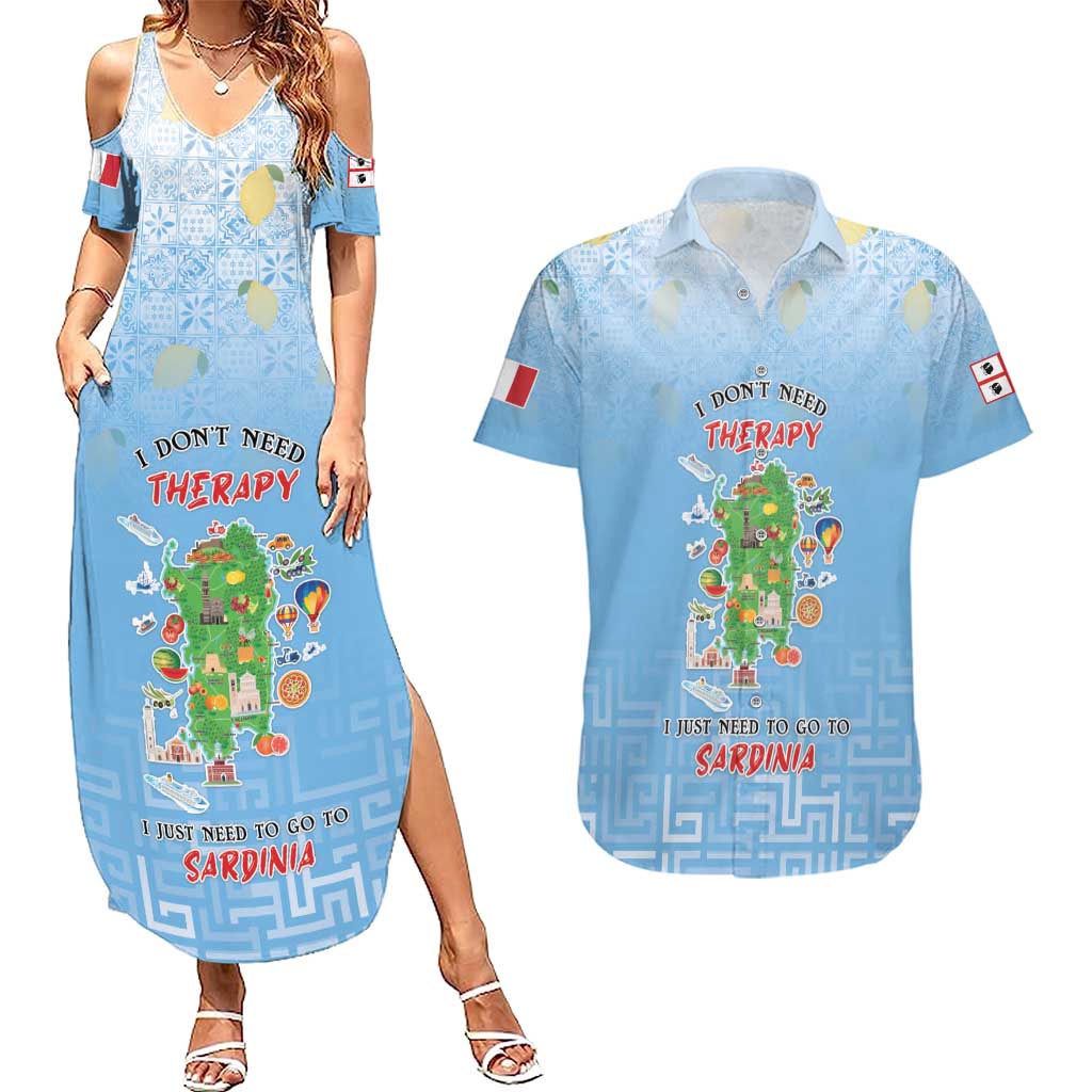 Personalized Italy Sardinia Couples Matching Summer Maxi Dress and Hawaiian Shirt I Don't Need Therapy - Wonder Print Shop