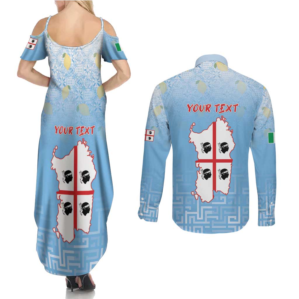 Personalized Italy Sardinia Couples Matching Summer Maxi Dress and Long Sleeve Button Shirt I Don't Need Therapy - Wonder Print Shop