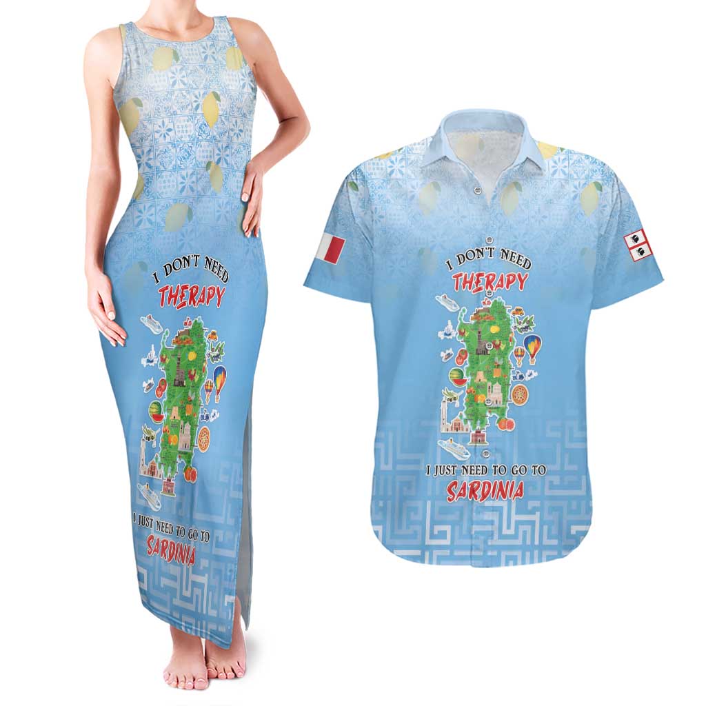 Personalized Italy Sardinia Couples Matching Tank Maxi Dress and Hawaiian Shirt I Don't Need Therapy - Wonder Print Shop