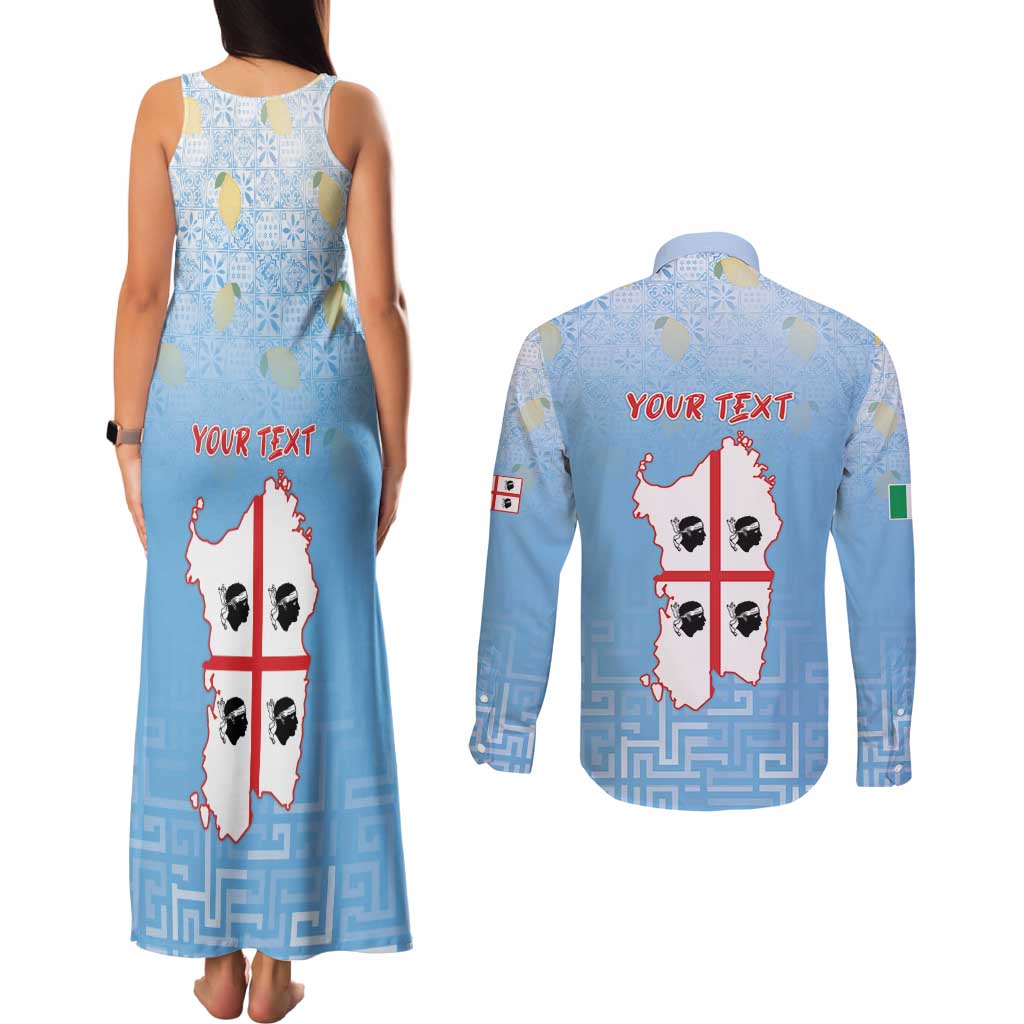 Personalized Italy Sardinia Couples Matching Tank Maxi Dress and Long Sleeve Button Shirt I Don't Need Therapy - Wonder Print Shop