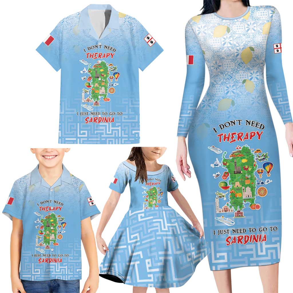 Personalized Italy Sardinia Family Matching Long Sleeve Bodycon Dress and Hawaiian Shirt I Don't Need Therapy - Wonder Print Shop