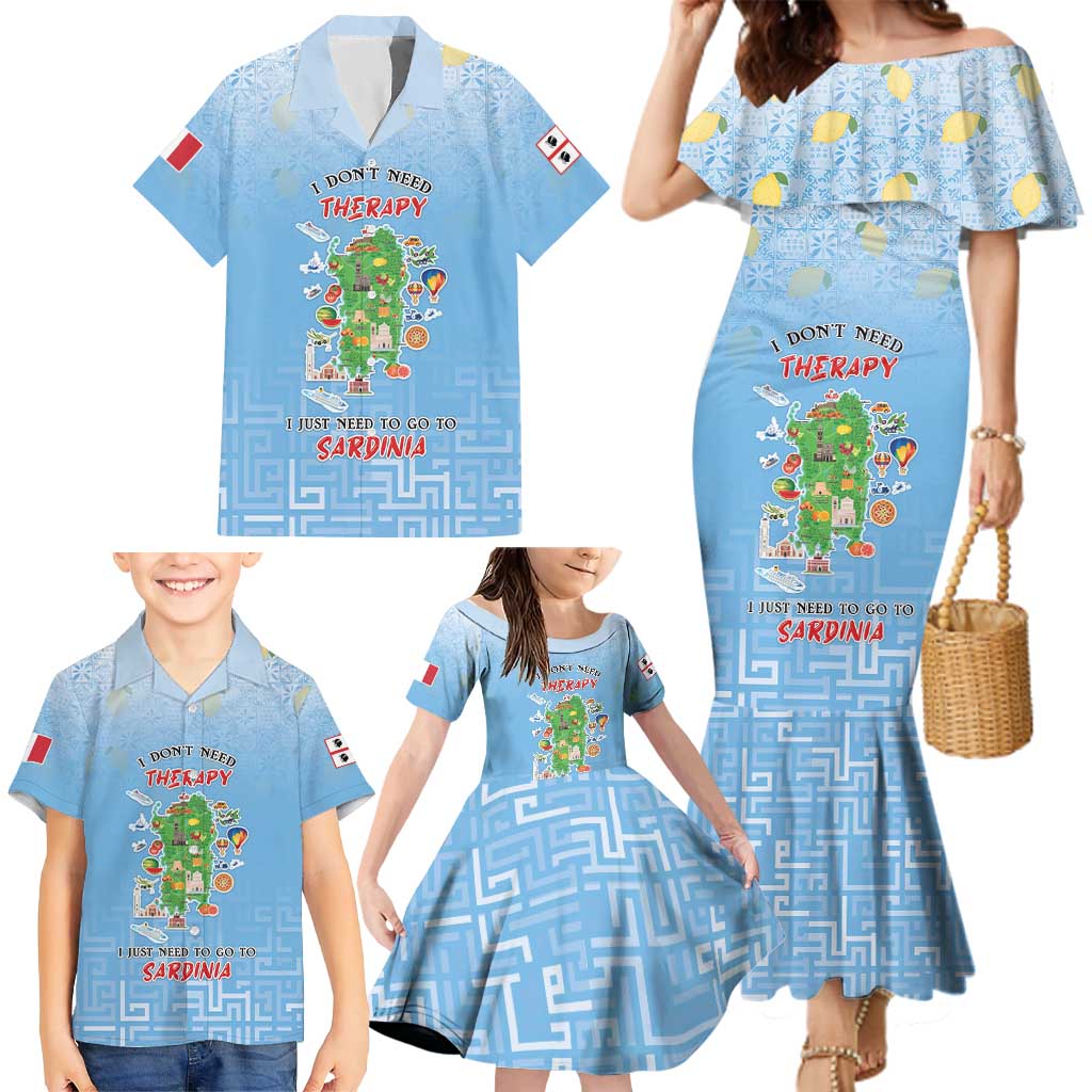 Personalized Italy Sardinia Family Matching Mermaid Dress and Hawaiian Shirt I Don't Need Therapy - Wonder Print Shop