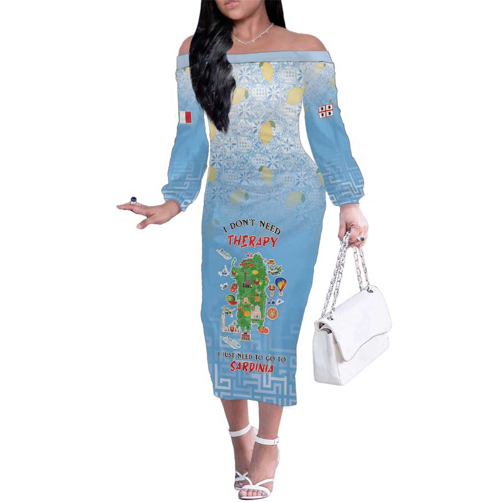 Personalized Italy Sardinia Family Matching Off The Shoulder Long Sleeve Dress and Hawaiian Shirt I Don't Need Therapy - Wonder Print Shop