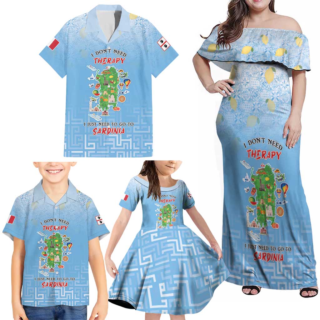 Personalized Italy Sardinia Family Matching Off Shoulder Maxi Dress and Hawaiian Shirt I Don't Need Therapy - Wonder Print Shop