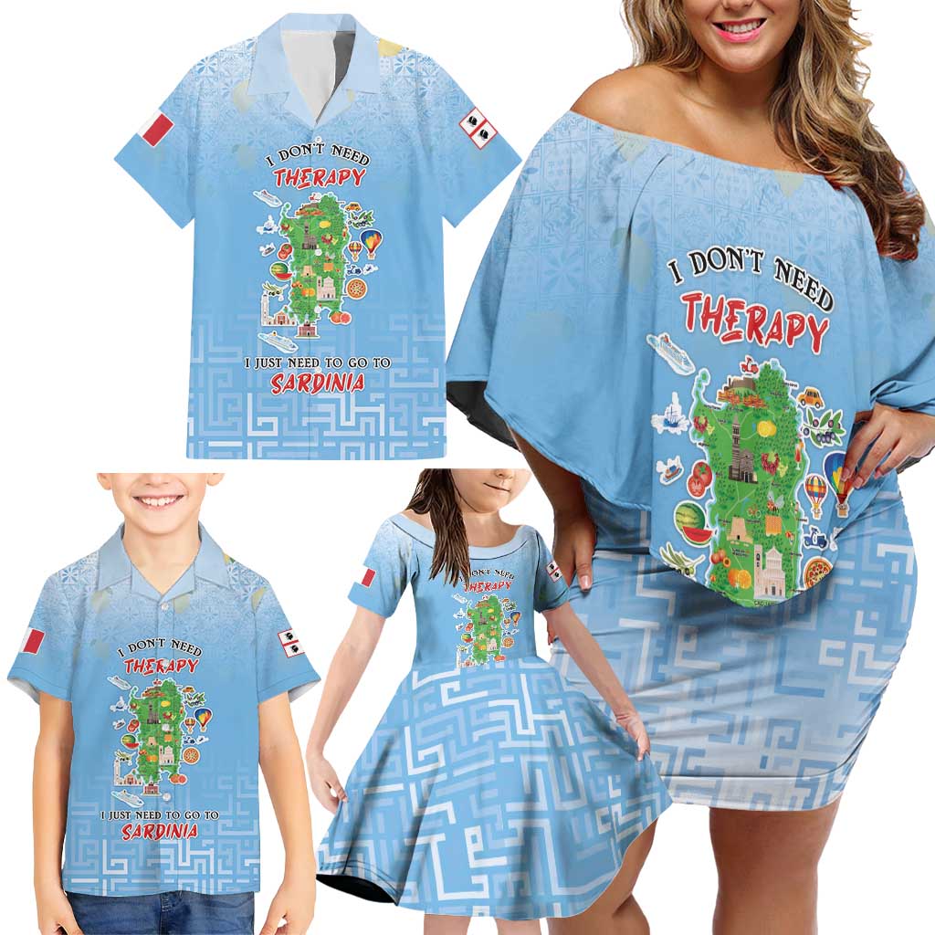 Personalized Italy Sardinia Family Matching Off Shoulder Short Dress and Hawaiian Shirt I Don't Need Therapy - Wonder Print Shop