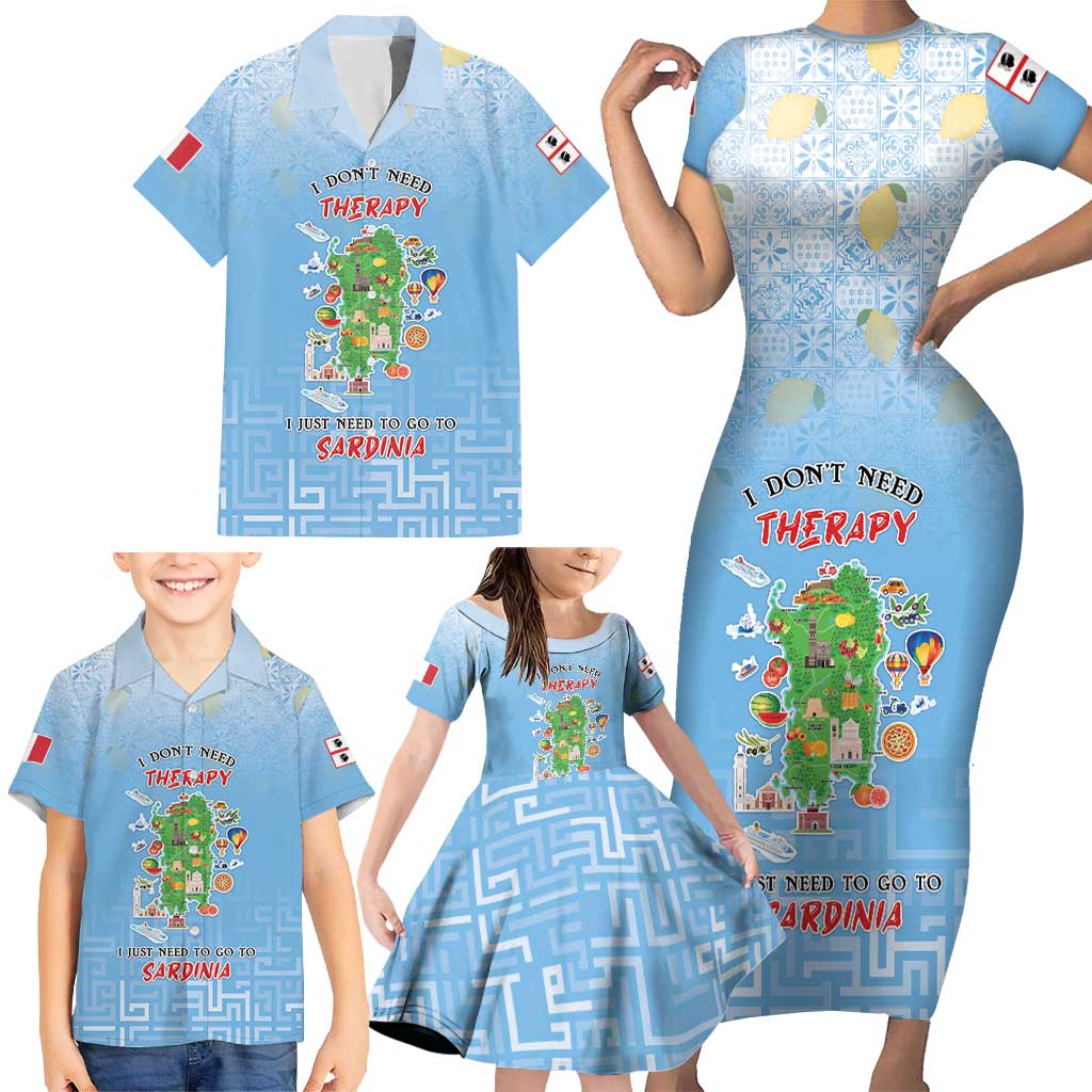 Personalized Italy Sardinia Family Matching Short Sleeve Bodycon Dress and Hawaiian Shirt I Don't Need Therapy - Wonder Print Shop