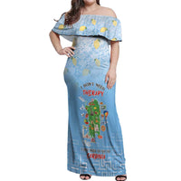 Personalized Italy Sardinia Off Shoulder Maxi Dress I Don't Need Therapy - Wonder Print Shop