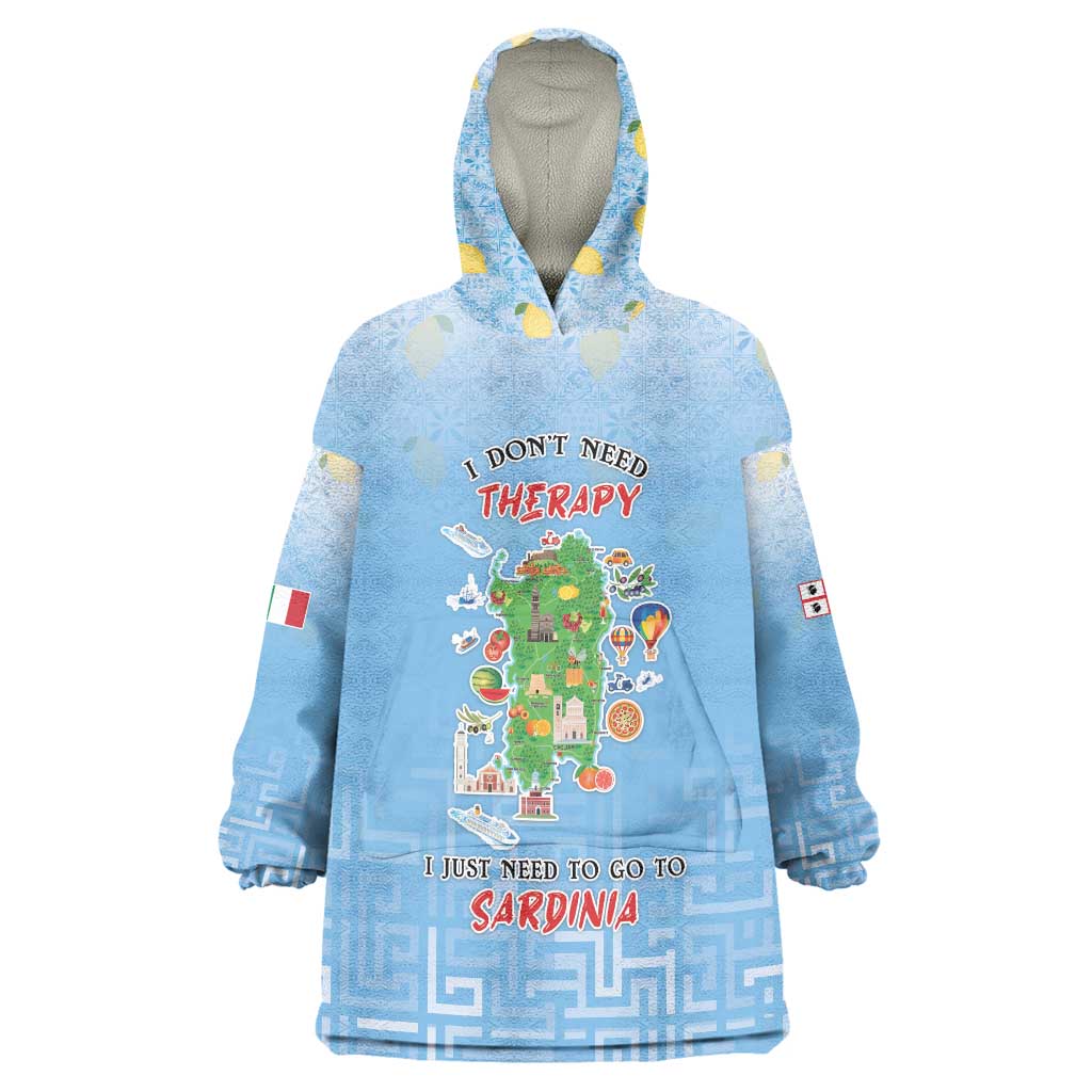 Personalized Italy Sardinia Wearable Blanket Hoodie I Don't Need Therapy - Wonder Print Shop