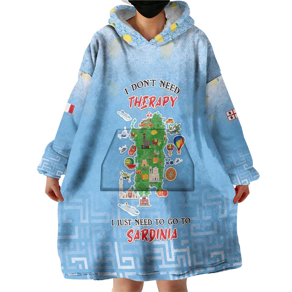 Personalized Italy Sardinia Wearable Blanket Hoodie I Don't Need Therapy - Wonder Print Shop