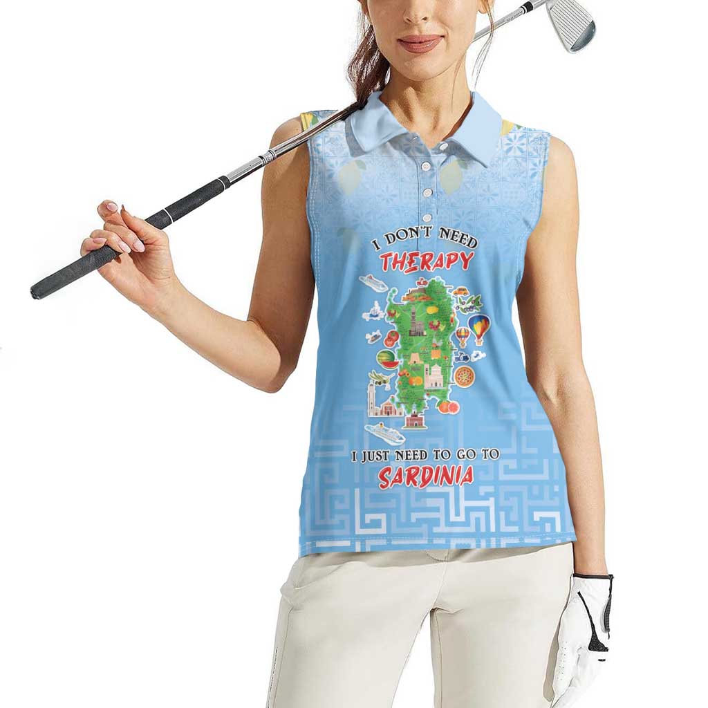 Personalized Italy Sardinia Women Sleeveless Polo Shirt I Don't Need Therapy - Wonder Print Shop