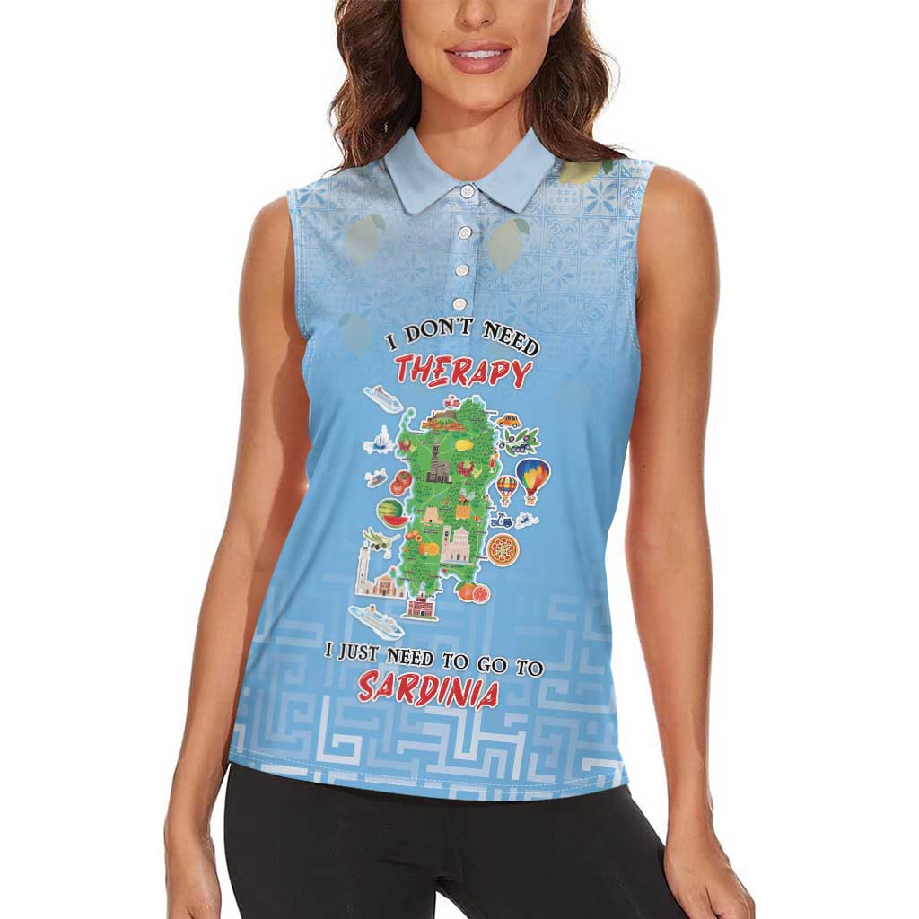 Personalized Italy Sardinia Women Sleeveless Polo Shirt I Don't Need Therapy - Wonder Print Shop