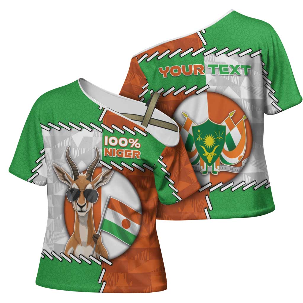 Personalized Niger Cross Shoulder Shirt Dama Gazelle Waving Flag Funny Style