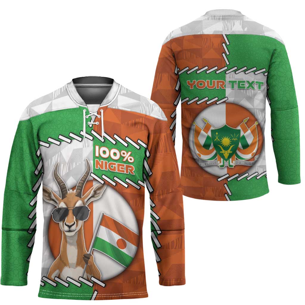 Personalized Niger Hockey Jersey Dama Gazelle Waving Flag Funny Style