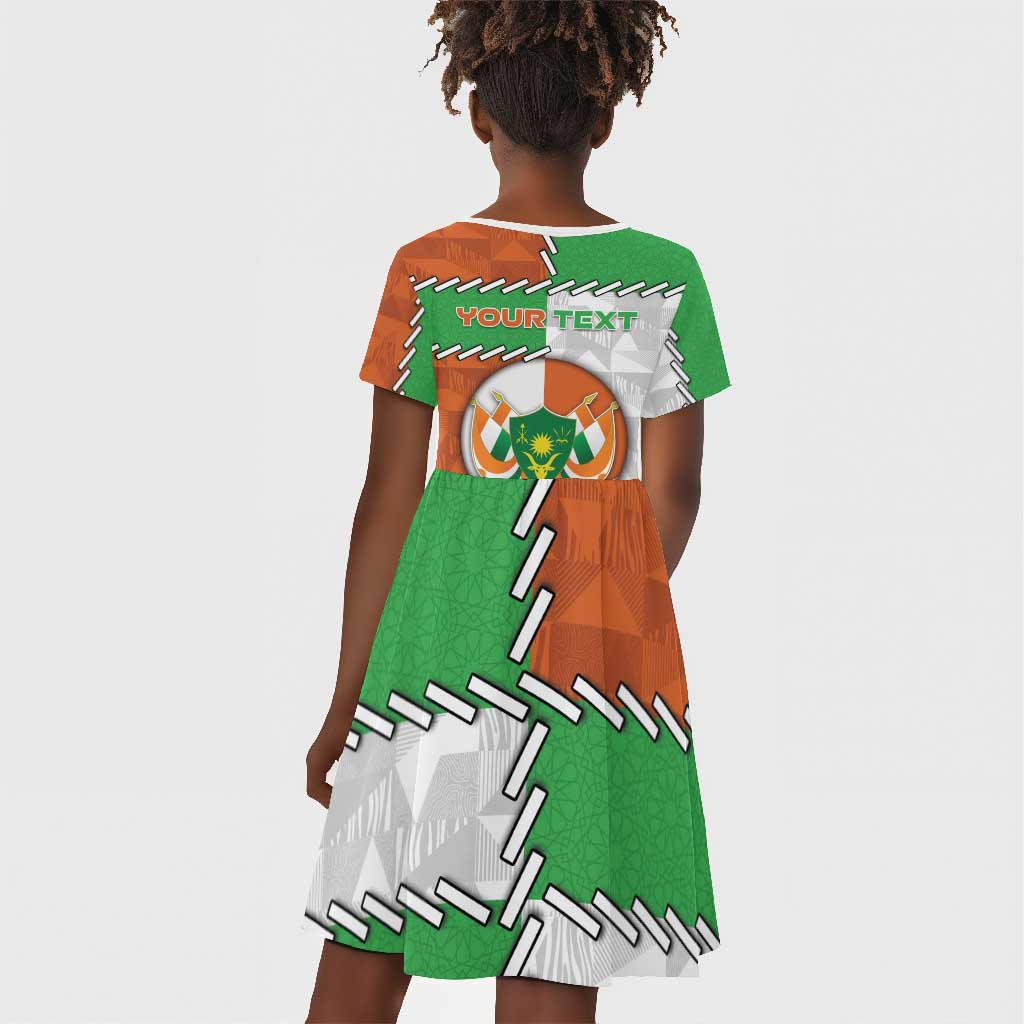 Personalized Niger Kid Short Sleeve Dress Dama Gazelle Waving Flag Funny Style