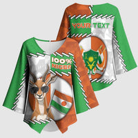 Personalized Niger Kimono Sleeve Blouse Dama Gazelle Waving Flag Funny Style