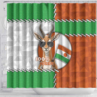 Niger Shower Curtain Dama Gazelle Waving Flag Funny Style