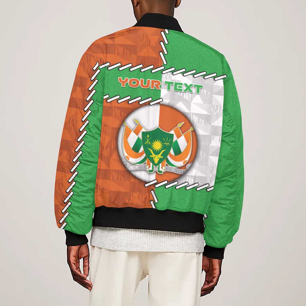 Personalized Niger Sleeve Zip Bomber Jacket Dama Gazelle Waving Flag Funny Style