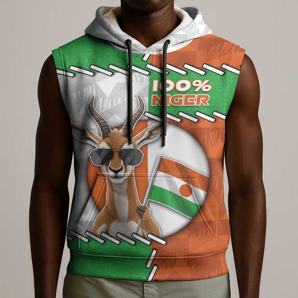 Personalized Niger Sleeveless Hoodie Dama Gazelle Waving Flag Funny Style