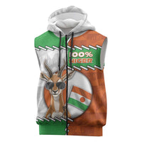 Personalized Niger Sleeveless Zip Hoodie Dama Gazelle Waving Flag Funny Style
