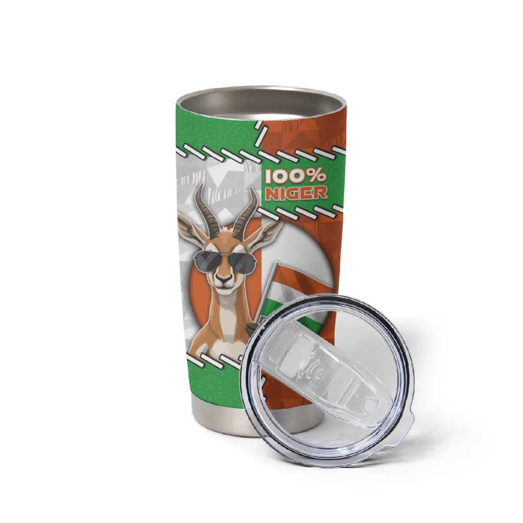 Personalized Niger Tumbler Cup Dama Gazelle Waving Flag Funny Style