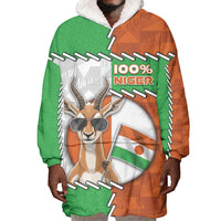 Personalized Niger Wearable Blanket Hoodie Dama Gazelle Waving Flag Funny Style