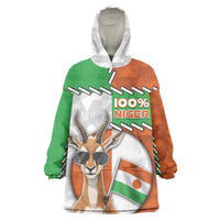 Personalized Niger Wearable Blanket Hoodie Dama Gazelle Waving Flag Funny Style